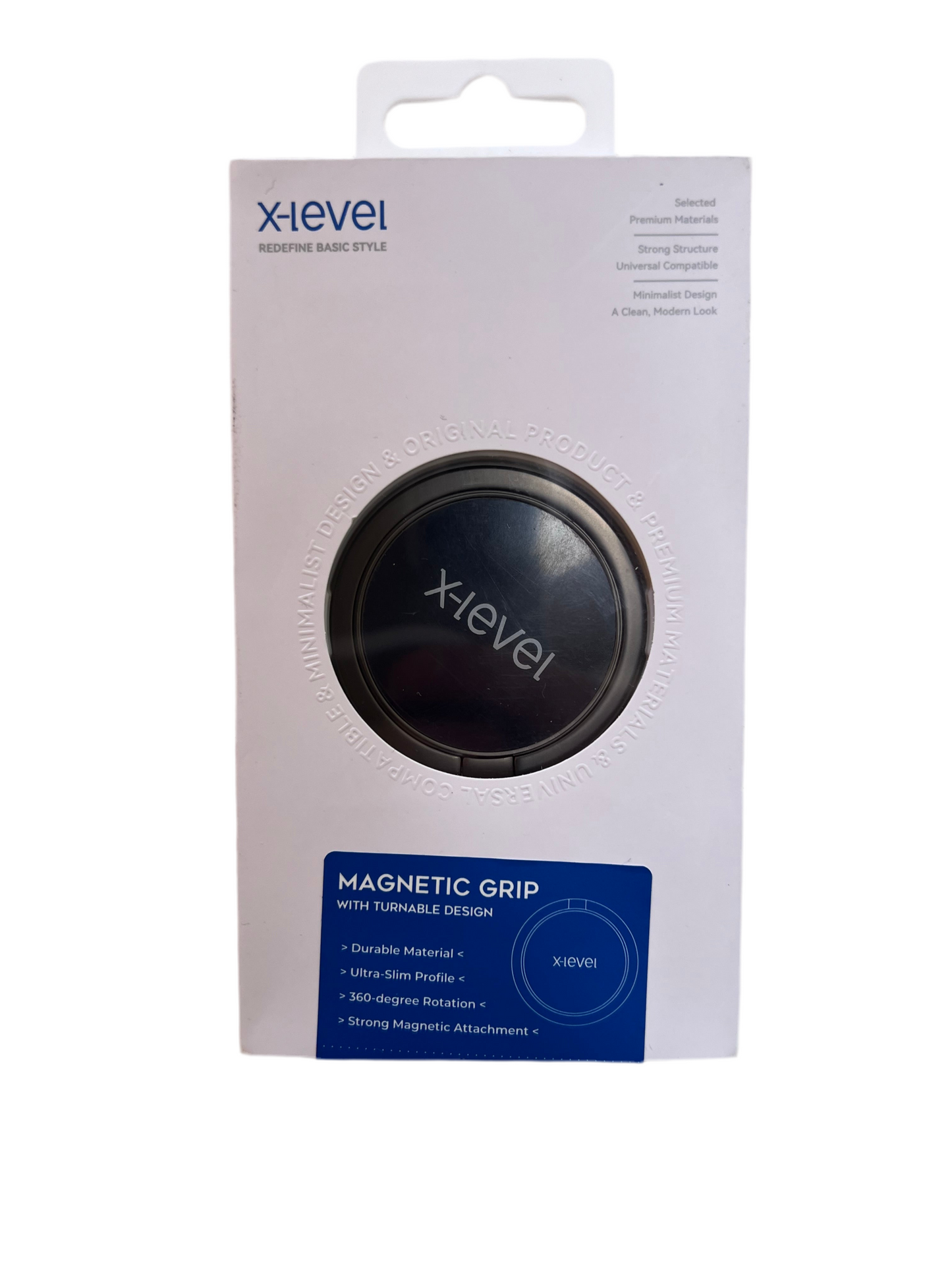 X‑Level Magnetic Grip Ring Holder with 360° Spinning Logo – MagSafe Phone Stand & Grip