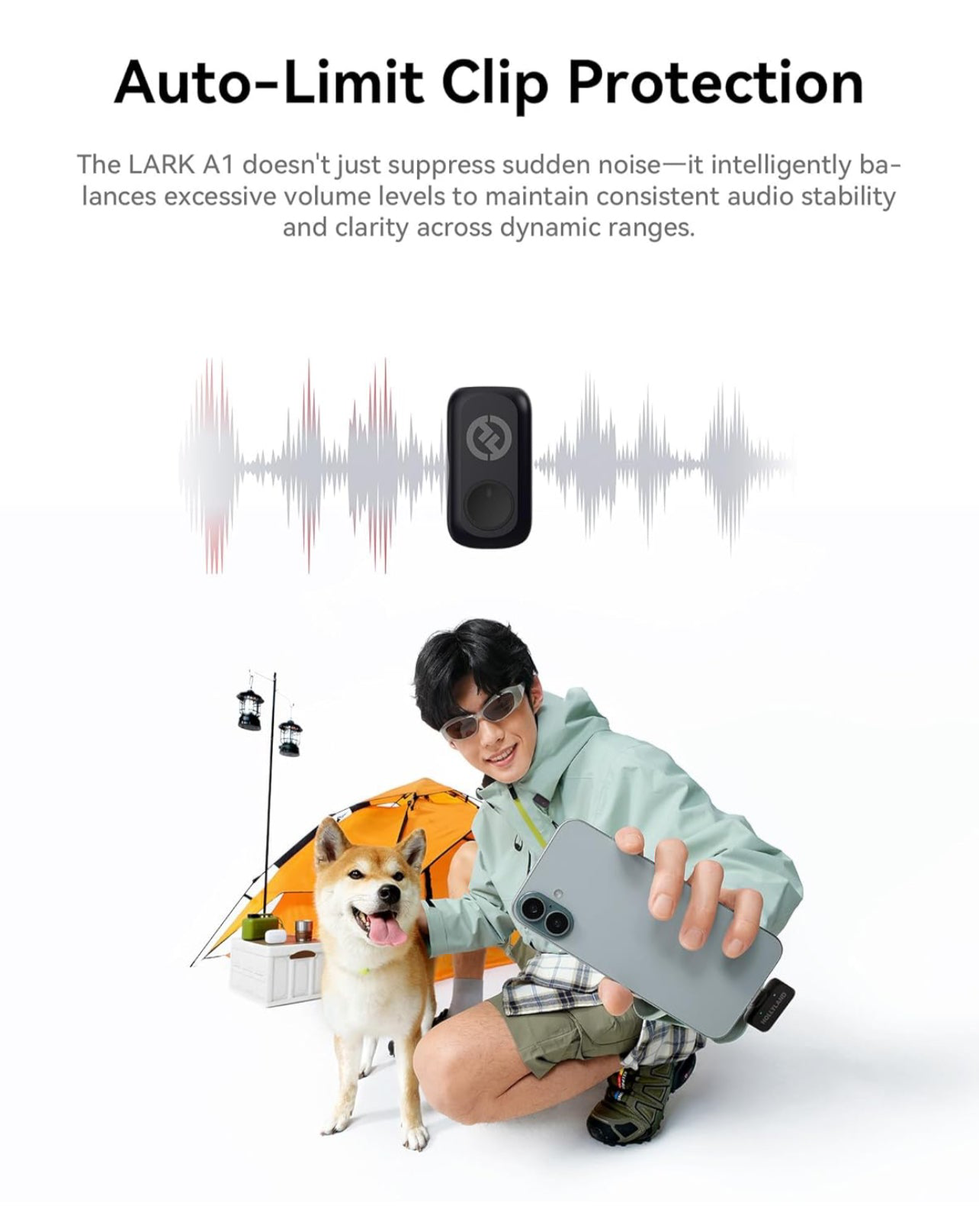 Hollyland Lark A1 Wireless Lavalier Microphone System – Dual Transmitters with Noise Cancellation