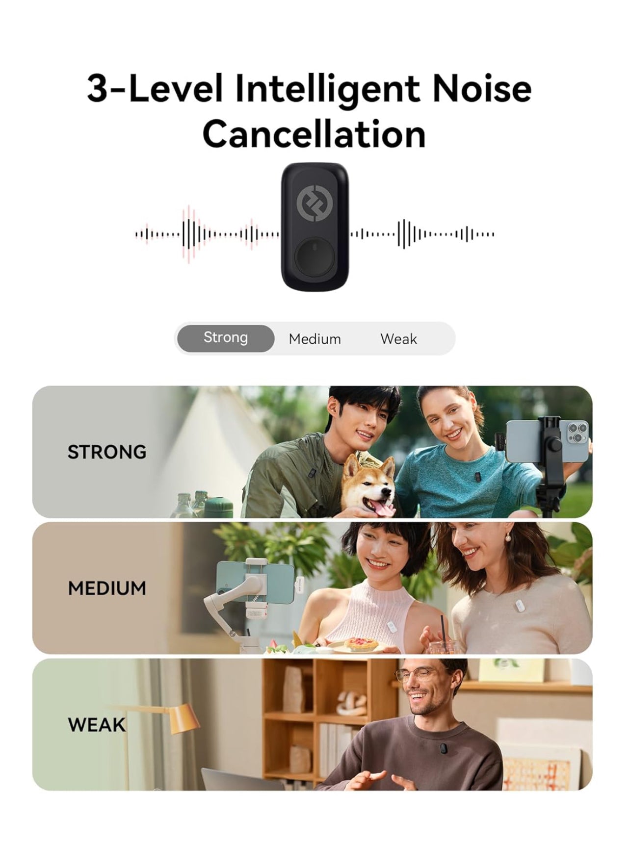 Hollyland Lark A1 Wireless Lavalier Microphone System – Dual Transmitters with Noise Cancellation