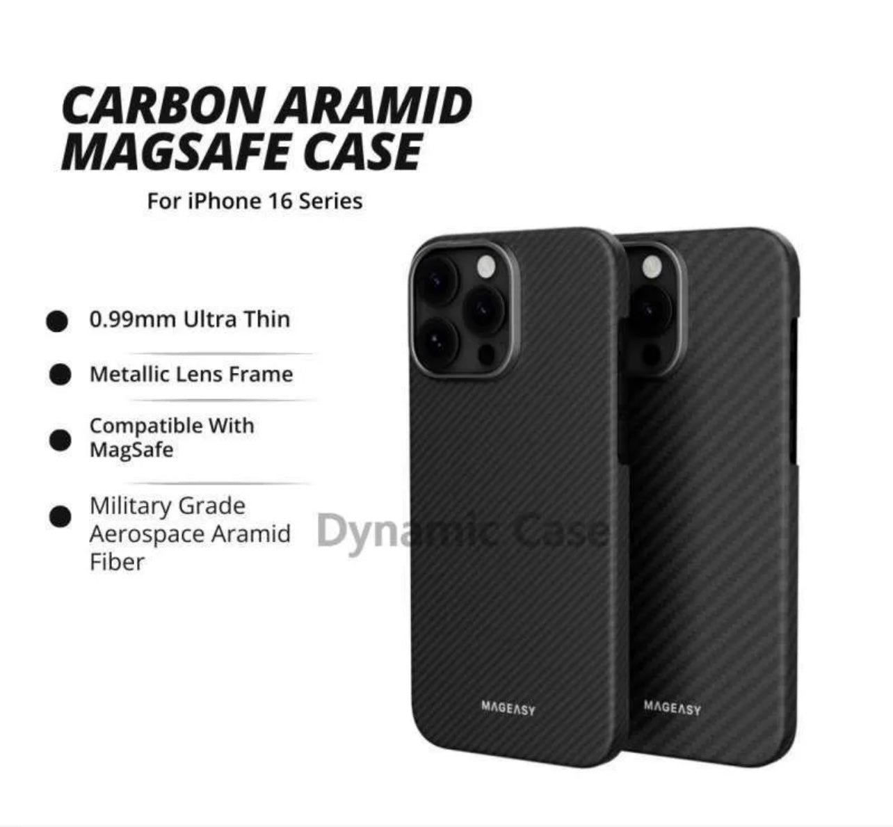MagEasy Kev M Armaid Fiber Case iPhone 16 Pro/ 16 Pro Max 600D Black
